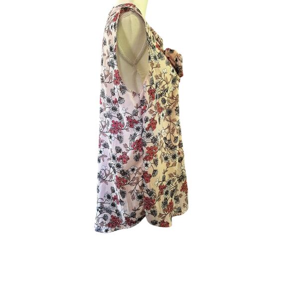 Liz Claiborne Women Floral Sleeveless Button Down Shirt with Neck Tie Size 100% - Picture 3 of 6